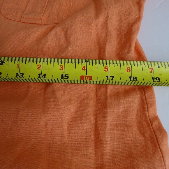 Old Navy Orange Linen Blend Tunic Dress  Women Size M Pockets Roll Tab Sleeves - Picture 11 of 14